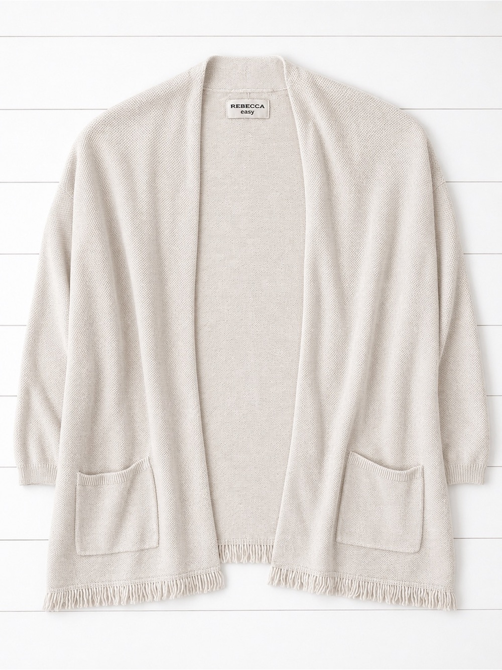 Repeat Open Front Knit Cardigan Sweater | Cream | Size XL | Cozy Minimalist - Picture 3 of 5